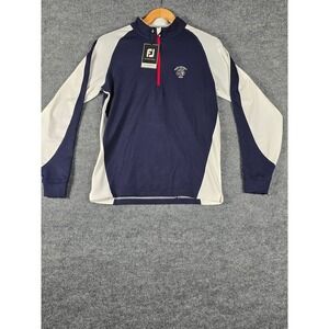 FootJoy FJ Junior Fit Golf Pullover Long Sleeve Zip Top Kids Size L‎ Navy White